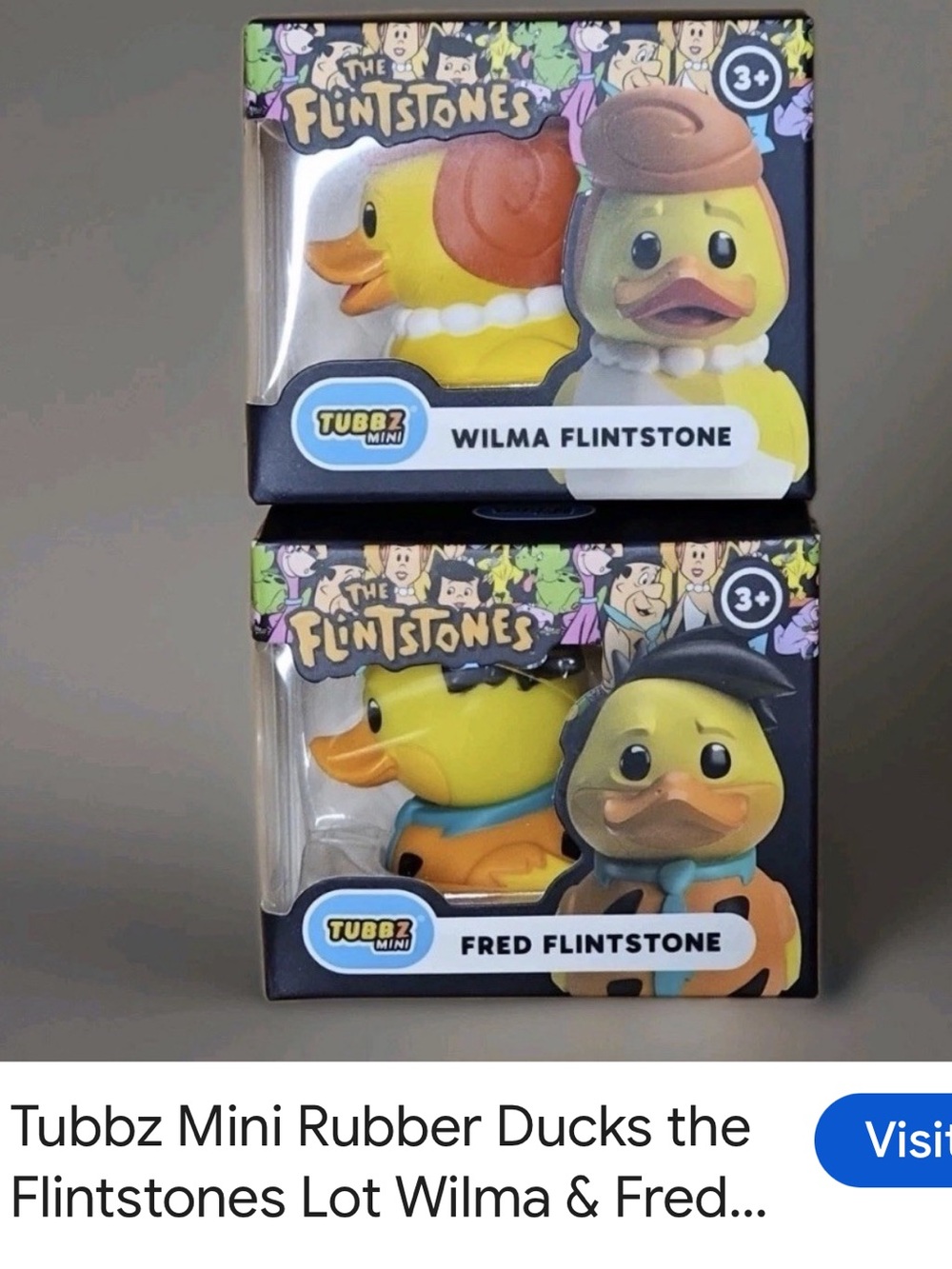 #3110*Tubbz Mini Fred Flintstone & Wilma Flintstone Yellow Duck Collectible Set